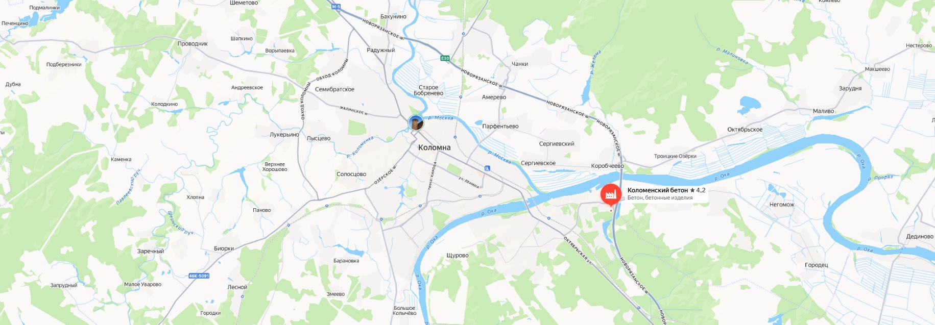Карта бетон в Коломне